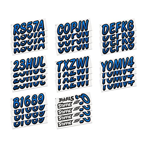 Image of STIFFIE Whipline Octane /Blue 3 inch Boat & PWC Registration Decals • Numbers Letters Stickers