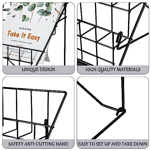 Queekay 6 Tier Wire Countertop Rack black Comic Book Holders Wide Wire Magazine Rack Tabletop Display Stand for Table Top Book Brochure Literature Comic Greeting Card Shelf Holder Stand - Image 5