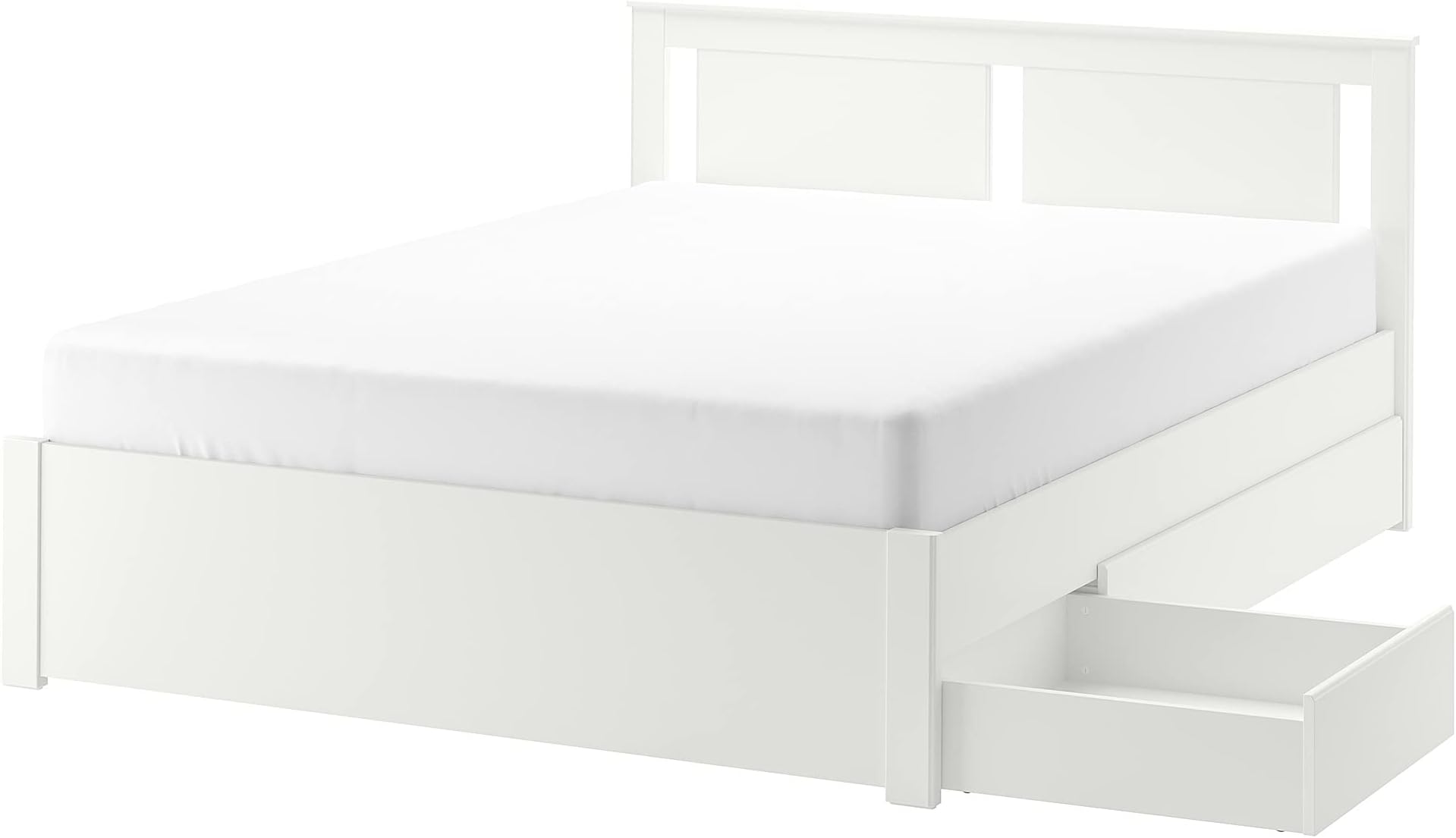 ProTuning SONGESAND Bed frame with 4 storage boxes, white/Leirsund, 160x200 cm