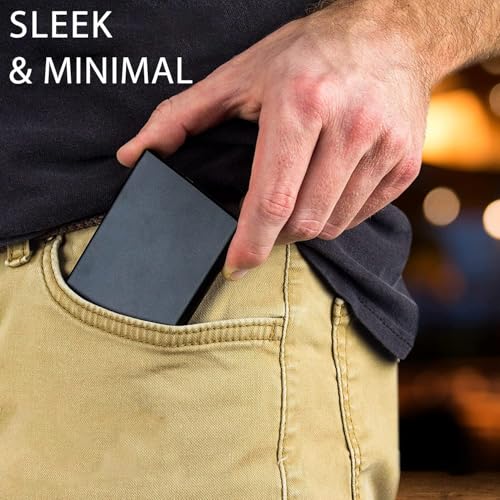 Image of Mart RFID Blocking Aluminum Card Holder Wallet - Slim Pop-Up Business & Credit Card Case with Money Pocket - Secure, Stylish & Minimalist Design for Men & Women