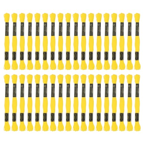 Image of HARFINGTON 3pcs 12 Skeins Embroidery Floss 8.75yds(8m) Egyptian Long-Staple Cotton Cross Stitch Thread for Sewing DIY Bracelet Yarn String and Crafts, Golden Yellow(6307)
