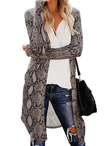 GOSOPIN Women Cozy Open Front Long Sleeve Long Knit Cardigans Sweater XX-Large Snake Grain Muticolor