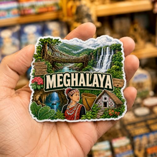 Image of Zesta Wooden Fridge Magnets Set | Refrigerator Decor Magnets for Kitchen | India Souvenir Fridge Magnet Collection | Wooden Magnet for Fridge Door Decoration (Meghalaya)
