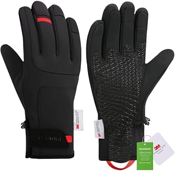 Waterproof Winter Gloves Mens Women Warm Touch Screen Anti-slip and Wear-resistant with Adjustable Velcro