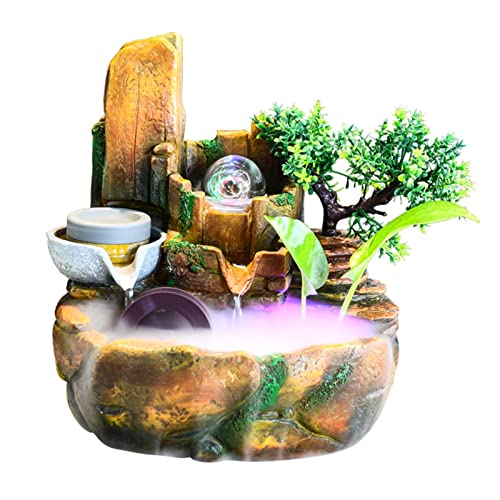 Rocky Falls Indoor Tabletop Water Fountain Desktop Fountain, Beautiful Indoor Fountain, Rockery and Water Fountain, Desktop Decoration, Living Room, Home Transfer Ball, Office Serene Rock Water Featur