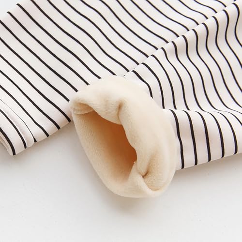 Girls Striped Fleece Warm Leggings Stretchy Thermal Soft Tights Pants Kids Fall Winter Lined Elastic Waistwd Pant3