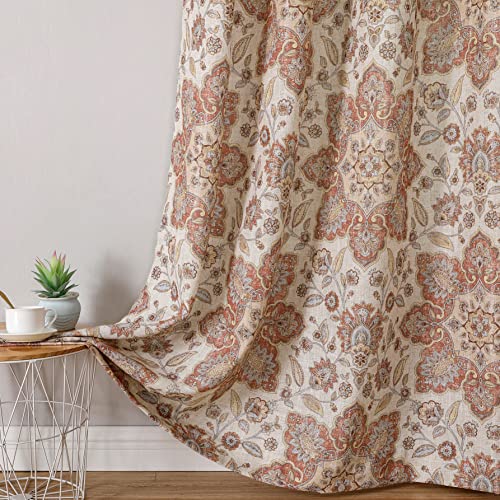 Central Park Floral Vintage Medallion Print Curtain Panel Linen Blended