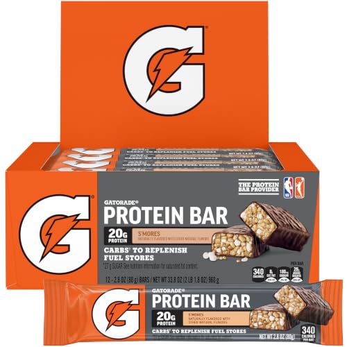 Gatorade Protein Bars, S'mores, 20g Whey Protein, NSF Certified, 2.8 oz Bars, (12 Pack) - image 1