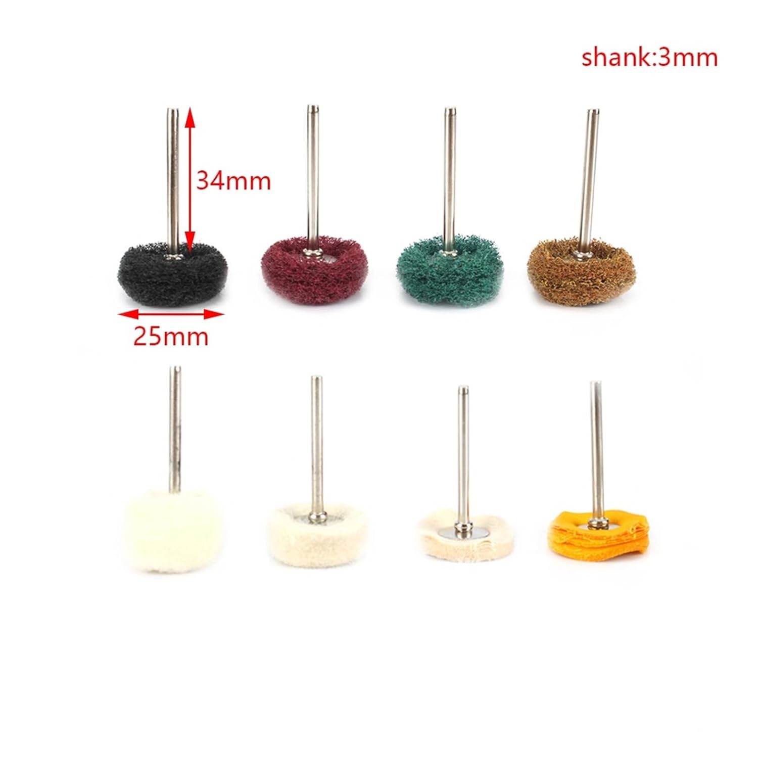 1Inch T-Shaped Wool Felt Grinding Head Scouring Pad Polishing Mini Brush Abrasive Buffing Wheel for Rotary Tool 2.35/3mm Shank(10pcs Grit 300 Black)