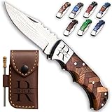 Personalized Damascus Pocket Knife, Folding Knife, Custom Gift for Husband, Boyfriend, Dad, Son, Groomsmen, Perfect for Birthday, Anniversary, Father’s Day, Valentines Day Gifts for Men