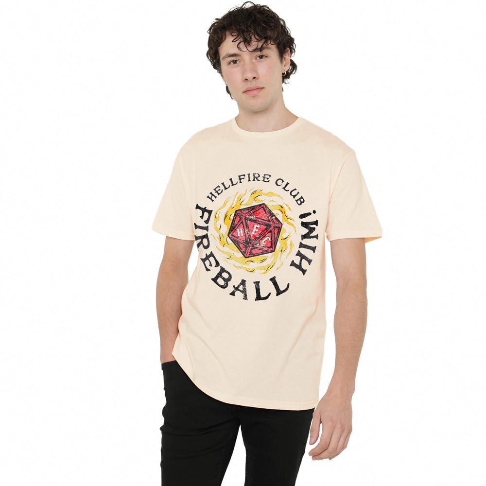Stranger Things Hellfire Club Fireball Him Unisex T Shirt, Natural, Medium