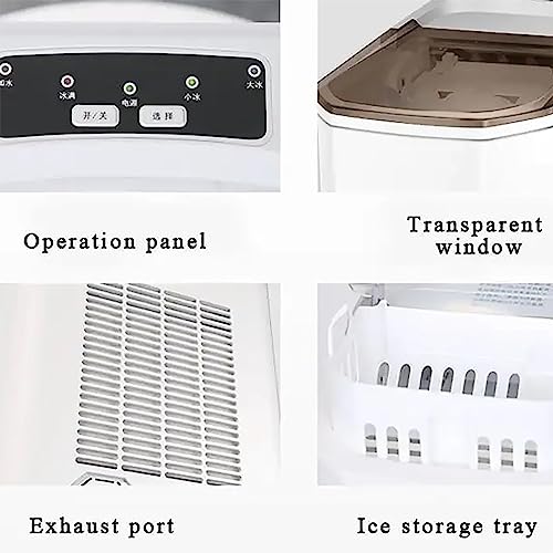 Máquina fabricadora de hielo, dispensador de cubos de hielo, con bajo nivel de ruido, tapa transparente amplia, tamaño ajustable de los cubos, listos en 6-10 minutos, con limpieza automática, para uso doméstico y de oficina miniatura 4