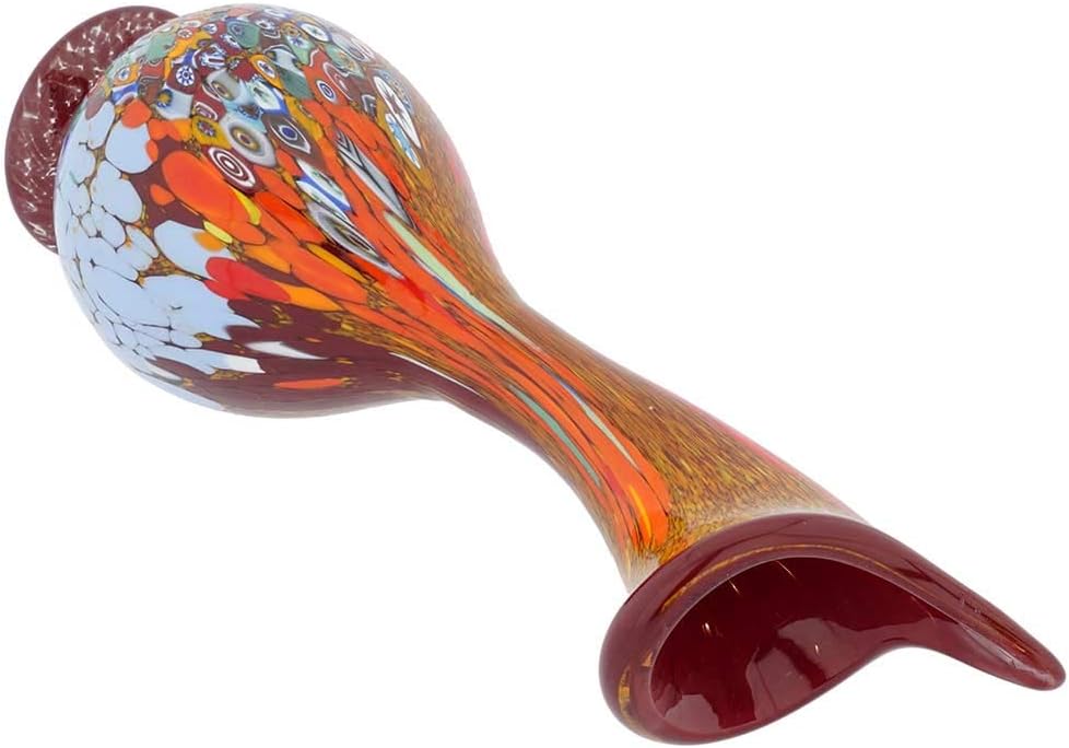 Glass Of Venice Murano Glass Millefiori Calla Lily Vase - Red