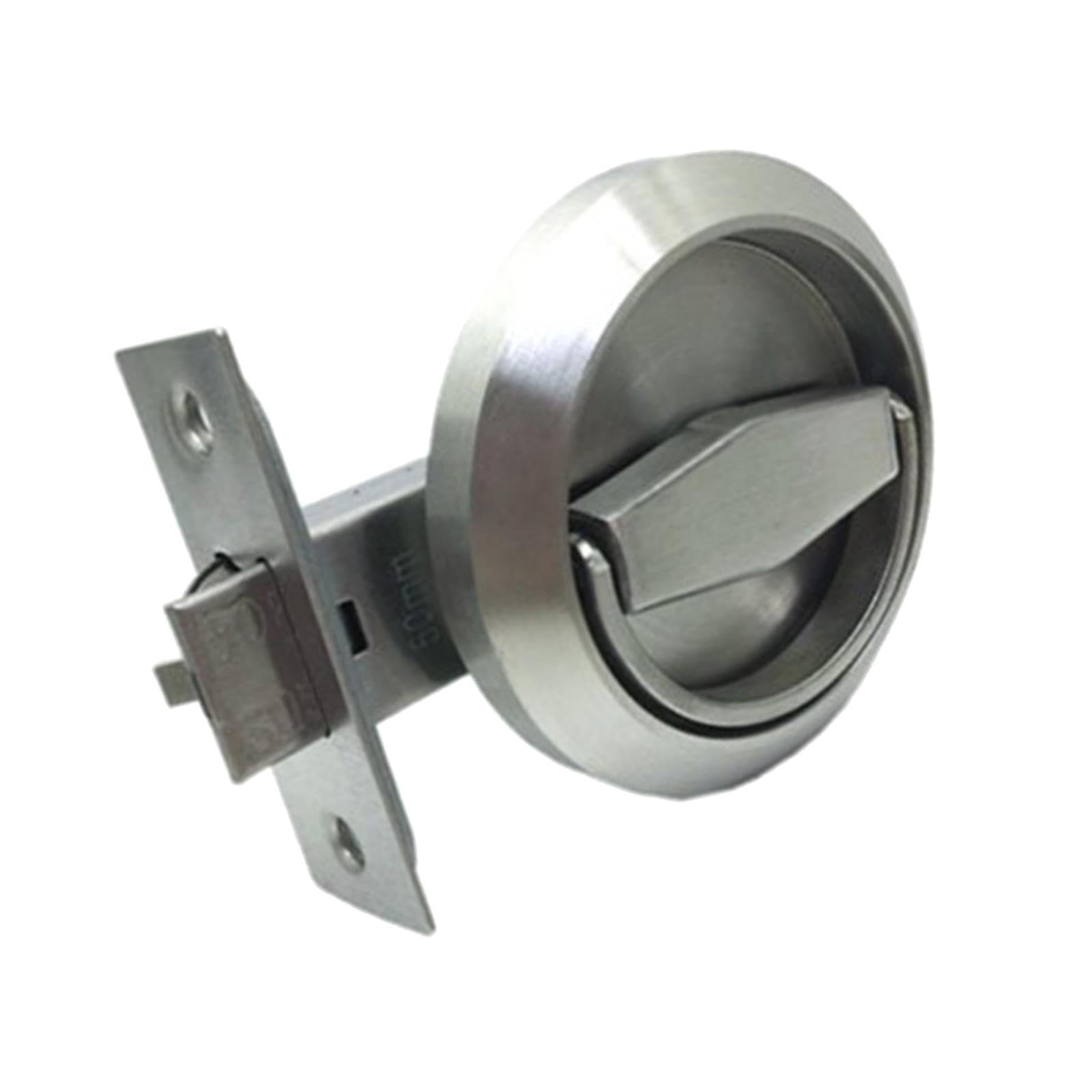 TUXCAXI Durable Round Knobs Rings Pulls Lock Stainless Steel Fits Furniture and Invisible Doors While Ensuring Sturdy Lock Mechanism Furniture Corridor, Silver, Single