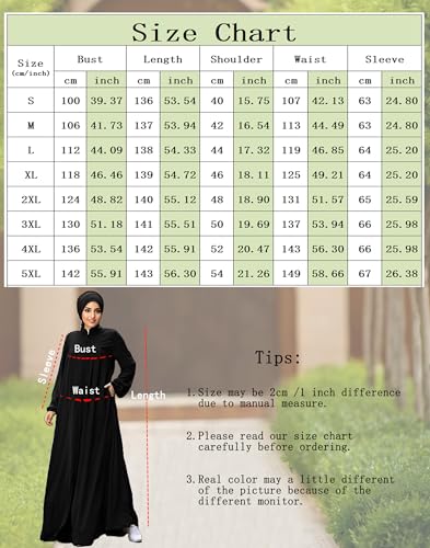 Image of Womens Muslim Abaya Dress Front Zipper 2 Pockets Long Sleeve Prayer Islamic Clothes with Hijab Cap