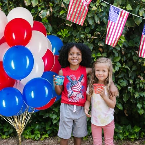 Image of Red White and Blue Latex Balloons 100 Pack for 4th of July Decorations Independence Day Patriotic Anniversary Graduation Birthday Wedding Nautical Party Supplies