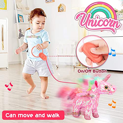 Image of Zest 4 Toyz Soft Plush Unicorn Musical Toys Reversible Sequin Unicorn with Sound Toys for Kids Birthday Gift (Pack of 1) Random Color Dispatch