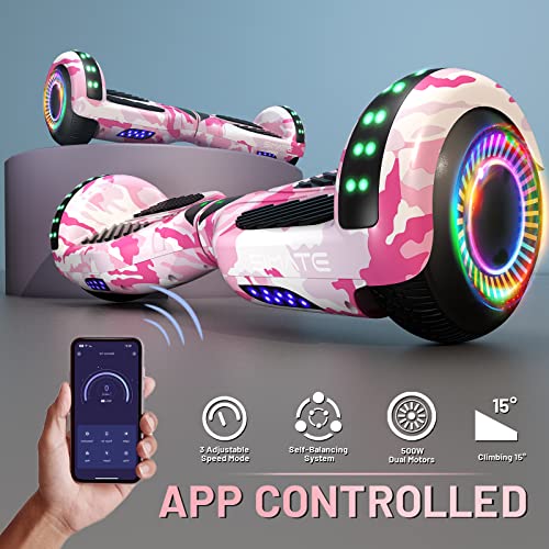 Image of SIMATE Hoverboard, Bluetooth All Terrain Hover Boards with LED Lights and APP Control, Gifts for Kids Adults Girls Boys, for All Ages
