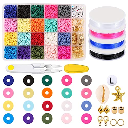 fabricação joias para meninas | fabricação pulseira charme grânulos argila plana | 4000 peças contas