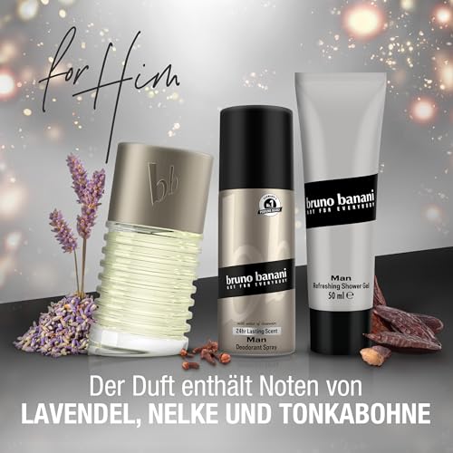 bruno banani Man Geschenkset mit Eau de Toilette, Duschgel und Deodorant-Spray mit fesselndem, aromatischem Männer-Duft, 30 ml… – Ansicht 4