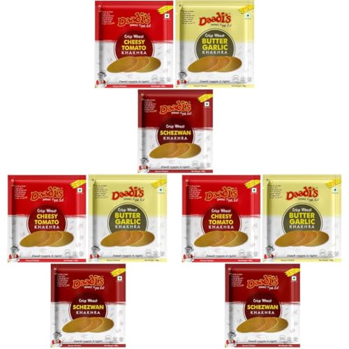 Image of Daadi's Khakhra Cheesy tomato, Schezwan & Butter Garlic 180g x 3 units 540g (Pack of 3)