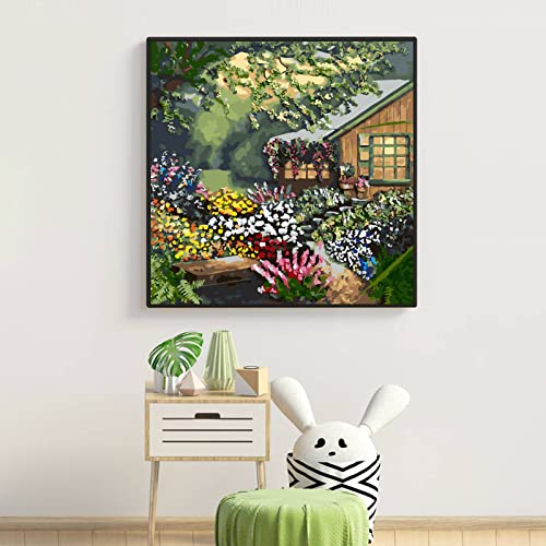 Kose Paint By Numbers For Adults Beginner And Kids,Easy Paint By Number, Rolled Wrinkle Free Canvas, Diy Oil Painting Kit--Flower House 16X16Inch (Without Frame) #TOP2