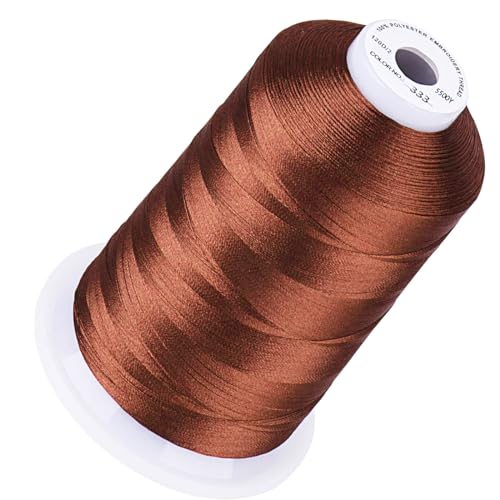 Image of Simthread 5500Yds Embroidery Thread, 5000M High-Yardage 40WT 100% Polyester Thread - 170+ Vivid Colors, High-Speed Rated - Compatible with Brother, Singer, Janome & More - Amber Red 333 | 5000M 40WT polyester thread feeds smoothly for machine embroidery, monograms, logos, patches and quilting.