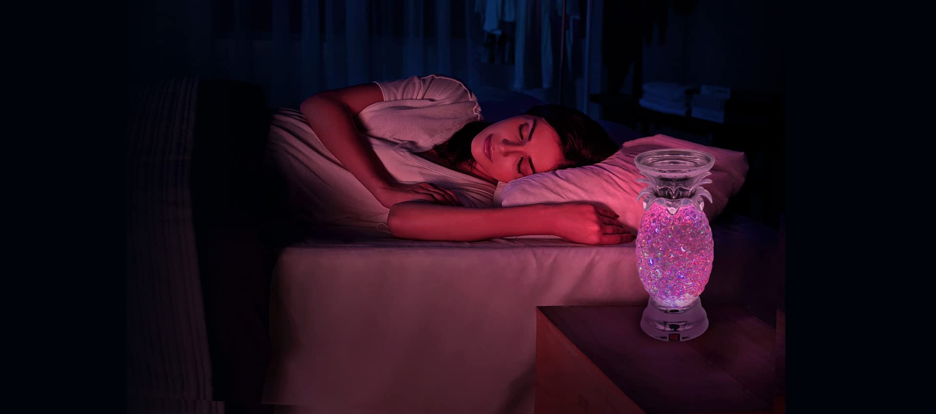 Lámpara LED de lava de 9.5 pulgadas con forma de piña que cambia de color, lámpara de ondas de agua giratoria, funciona con batería y cable USB, lámpara de mesa, portavelas, decoración de mesa, 8