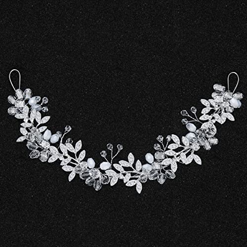 Espeedy Cristal de Cadena Suave Novia Tocado de Novia, Tocados de Novia Diadema Boda Nupcial Tocado Tiaras Noble Cristal Transparente de Pelo Ornamento