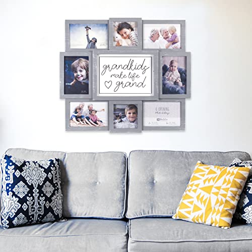 Malden International Designs Gray Grandkids Make Life Grand 8-Opening Sentiment Dimensional Picture Frame Wall Collage - Image 3