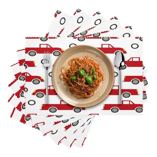 Set de table rouge antidérapant x6 protège table résistant chaleur camionnette - 3