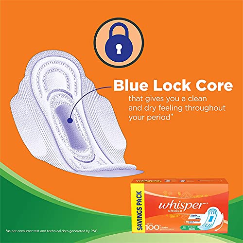 WHISPER CHOICE SANITARY PADS, 20 REGULAR PADS, UPTO 100% STAIN PROTECTION ALL DAY, WITH MAGIC ANTI LEAK AREAS, DRY TOP SHEET, WITH WINGS,... - Image 6