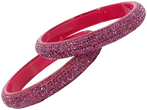 Image of NMII Glass with Zircon Gemstone and Glitter Kada Set For Women and Girls