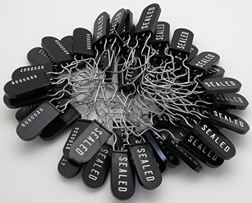 Image of Plastic Padlock Security Seal with Large Shackle Metal Wire (Black, 50 Pack)