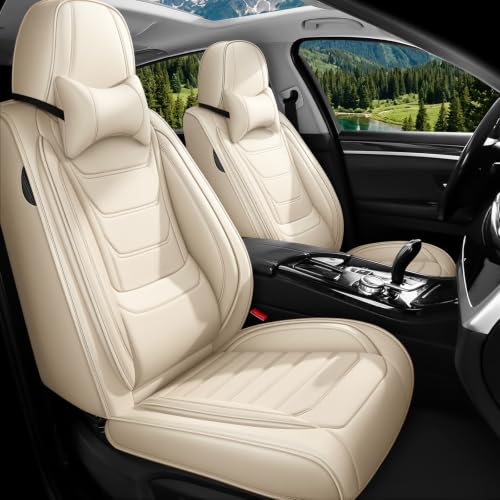 Image of Car Seat Covers Custom Fit Kia Telluride 2020-2026, Waterproof Nappa Leather Car Seat Protector, Breathable Car Seat Cushion, Seat Covers for Car(2 Seats Luxury /Beige)