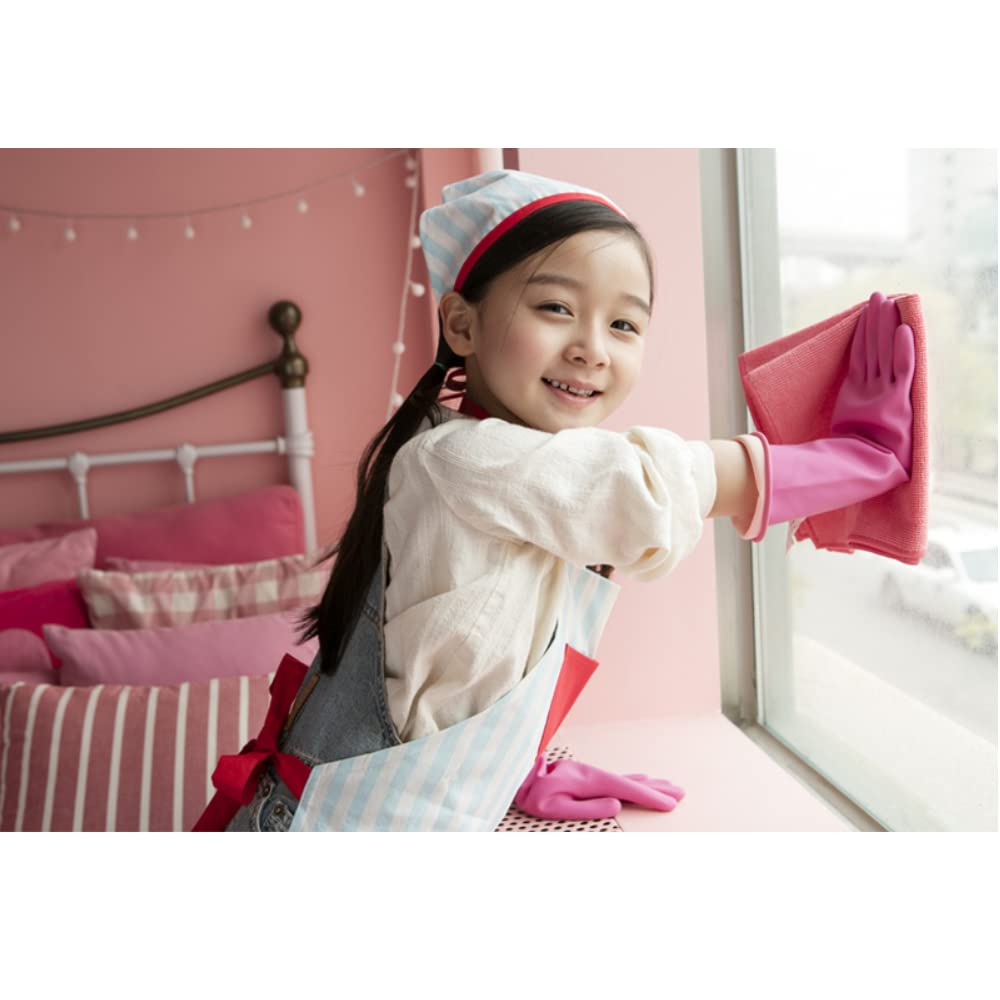 (2 paires) Gants en latex de caoutchouc réutilisables multi-usages imperméables pour enfants, lavage de vaisselle, nettoyage, peinture