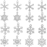SUNNYCLUE 1 Box 32Pcs 8 Styles Silver Rhinestone Snowflake Charms Winter Bracelet Charms Christmas Themed Shine Alloy Dangle Metal Pendants Findings for Jewellery Making Necklaces Bracelets DIY Crafts
