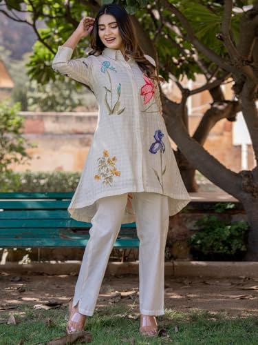 Image of INDO ERA Women's Cotton Ethnic Co-Ord Set | Kurta Pant Set | Stylish Cotton Suit Set for Women,10123