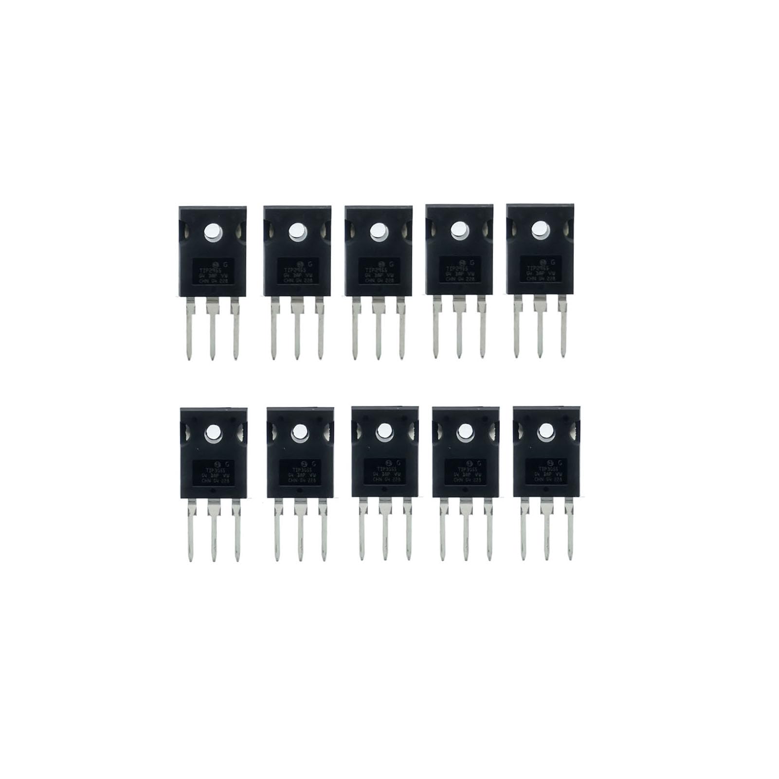 10PCS 2955 3055 (5pcs TIP2955 + 5pcs TIP3055) Power Transistors PNP NPN 60V 15A TO-247