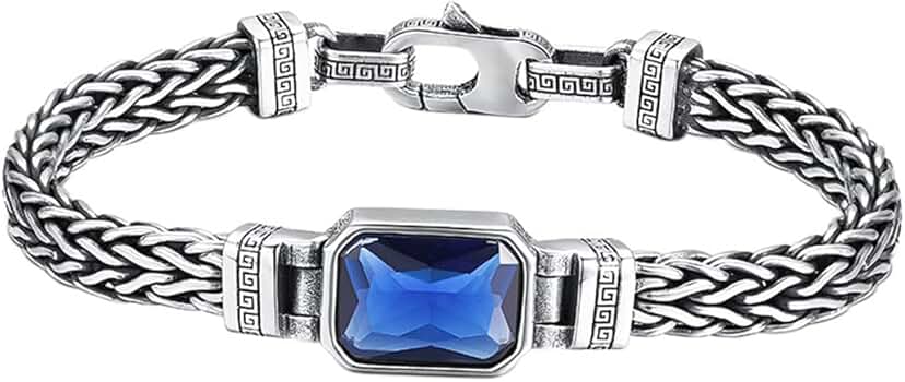 SCOCCA S925 Sterling Silver Braided Punk Bracelet, Men's