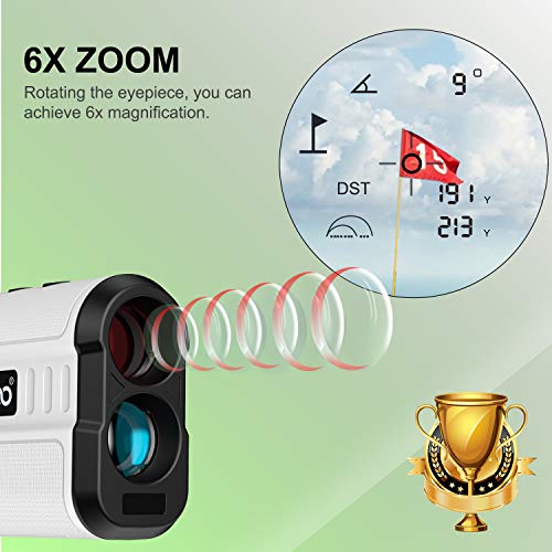Golf Range Finder Laser Rangefinder - 650 yd Golf Laser Finder - Slope Golf Rangefinder With Pulse Vibration /Flag Acquisition Technology /Angle Measurement /Continuous Ranging.(2020 - Latest version)
