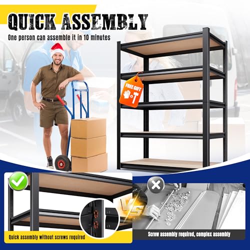 Image of 71.2 inchH-28 inchW-12 inchD Garage Shelving-5 Tier Garage Storage Shelves,Adjustable Heavy Duty Metal Shelving Unit and Storage Large Rack,Utility Steel Shelf For Warehouse Industrial Pantry Basement Organizers
