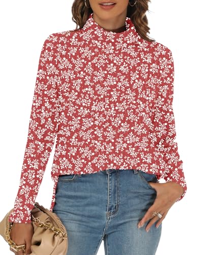 Image of Women Sweaters Turtleneck Long Sleeve Tunic Tops Fall Lightweight Pullover Sweater
