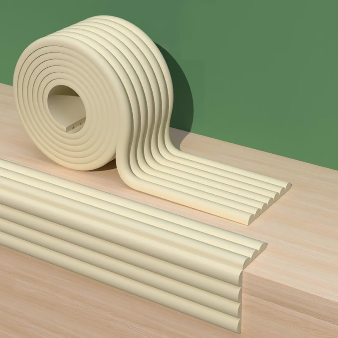 Tianqihao Beige Wall Corner Guard For Parking Garages, Sponge Edging Anti-Collision Warehouse Corner Guards, 0.8Cm Thick Garage Wall Protector Corner Guard,-2M