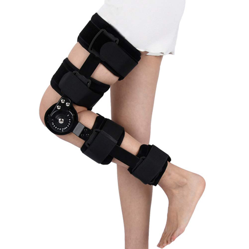 Verstellbare Gelenk-Kniebandage, Kniebandage mit Fester Bandage, Frakturrehabilitation, Abdeckung des Kniebands, Unterscheidung zwischen linkem und rechtem Fuß,Links,M