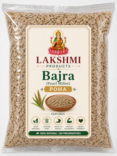 Bajra Poha (Pearl Millet Flakes), High Fiber Healthy Breakfast Option, Gluten Free Millet Cereal, Easy to Cook Light & Nutritious Snack, Ideal for Daily Diet & Balanced Meals – 500g