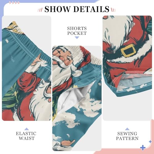 ZZXXB Retro Santa Claus Boys Long Pants Soft Trousers Elastic Waist Kids Lounge Bottoms with Pockets S-XL4