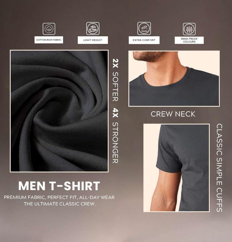 Image of Sleepynuts Men's Regular Fit Round Neck Half Sleeves Solid Casual Wear T-Shirt