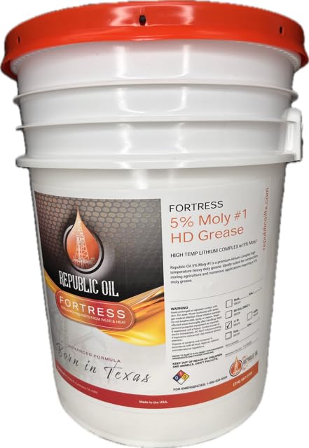 Republic Oil Heavy Duty 5% Moly #1 EP1 Grease 35lb | Fifth Wheel | Pins | Bushings | Construction | Mining | Tractors | Heavy Duty | Extreme Pressure
