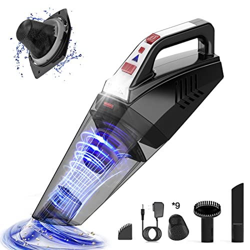Hihhy Handheld-Vacuum Cordless Car-Vacuum Cleaner-Rechargeable - Lightweight Portable Hand Vac 9000Pa Powerful Suction, Mini Battery Hand Small Vacuum with LED Light for Pet Hair, Home/Car/Offic Hihhy Handheld-Vacuum Cordless Car-Vacuum Cleaner-Rechargeable - Lightweight Portable Hand Vac 9000Pa Powerful Suction, Mini Battery Hand Small Vacuum with LED Light for Pet Hair, Home/Car/Offic